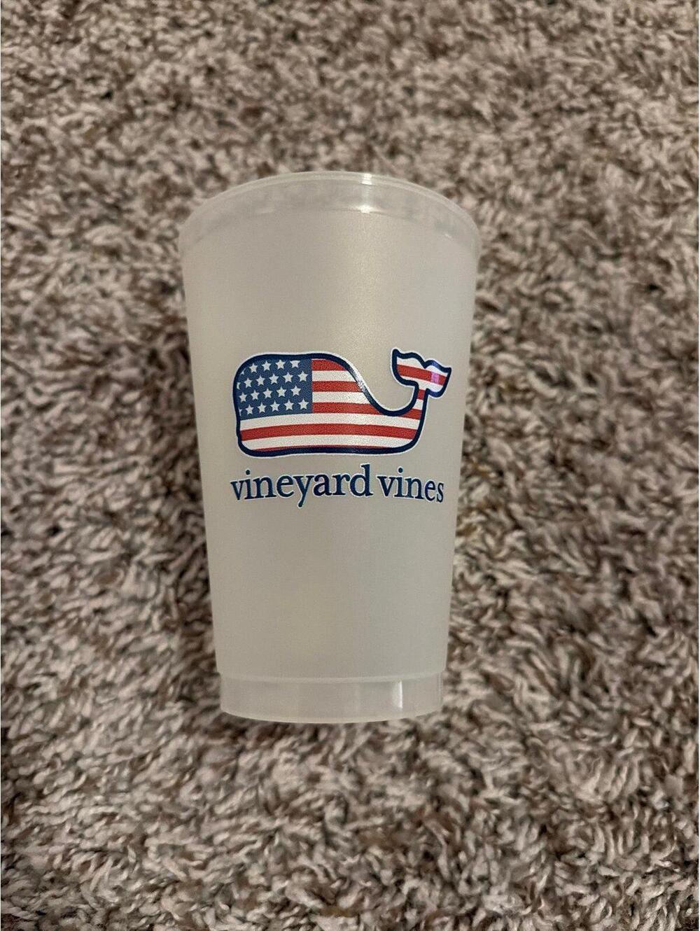 Vineyard Vines American Flag Whale Frosted Cup